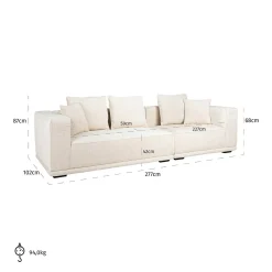 3-zits Bank Lusso Chenille - Beige - Loft24.nl