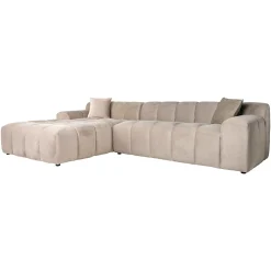 3-zits Loungebank Cube Links Chenille - Khaki - Loft24.nl