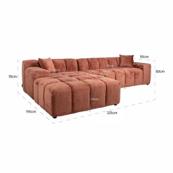 3-zits Loungebank Cube Rechts Chenille - Blush - Loft24.nl