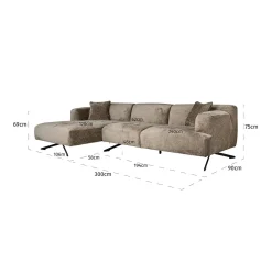 3-zits Loungebank Donovan Links Chenille - Taupe - Loft24.nl
