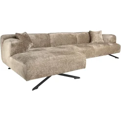 3-zits Loungebank Donovan Links Chenille - Taupe - Loft24.nl