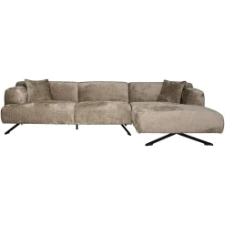3-zits Loungebank Donovan Rechts Chenille - Taupe - Loft24.nl