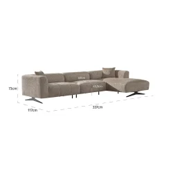 3-zits Loungebank Hoxton Rechts Chenille - Beige - Loft24.nl