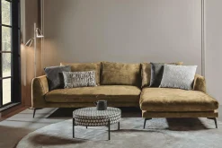 2,5-zits Loungebank Nottingham Velvet - Mosterdgeel (Lounge Rechts) - Loft24.nl