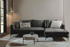 2,5-zits Loungebank Nottingham Velvet - Antraciet (Lounge Rechts) - Loft24.nl