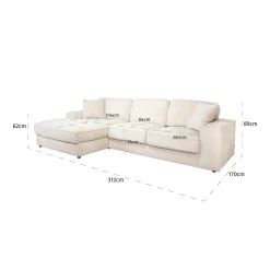 2,5-zits Loungebank Santos Links Chenille - Beige - Loft24.nl
