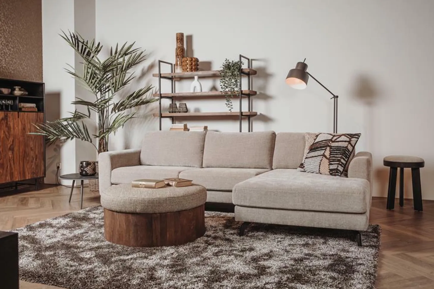 2,5-zits Lounge/Hoekbank Highlands - Lichtbruin (Lounge Rechts) - Loft24.nl