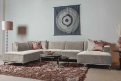 2,5-zits Lounge/Hoekbank Leeds - Beige (Lounge Rechts) - Loft24.nl