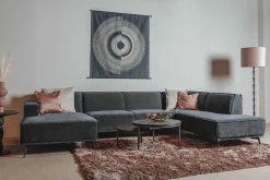 2,5-zits Lounge/Hoekbank Leeds - Blauw (Lounge Links) - Loft24.nl